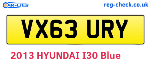 VX63URY are the vehicle registration plates.