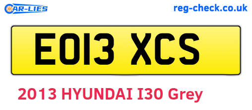 EO13XCS are the vehicle registration plates.