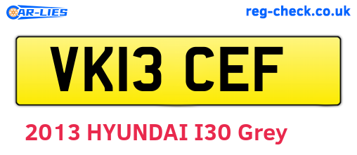 VK13CEF are the vehicle registration plates.