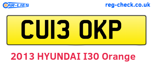 CU13OKP are the vehicle registration plates.