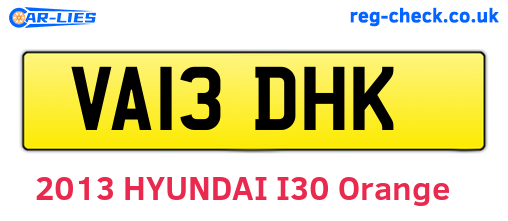 VA13DHK are the vehicle registration plates.
