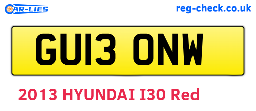 GU13ONW are the vehicle registration plates.