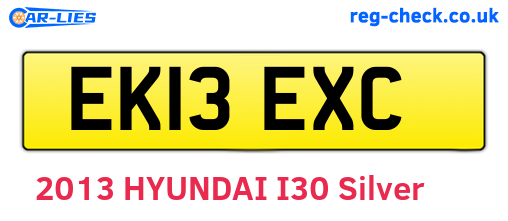 EK13EXC are the vehicle registration plates.