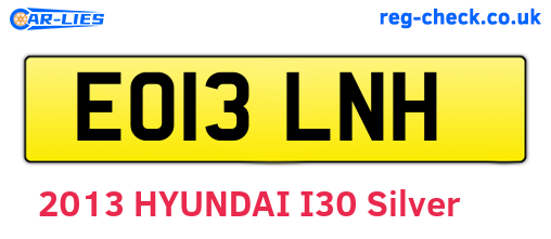 EO13LNH are the vehicle registration plates.
