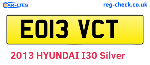 EO13VCT are the vehicle registration plates.