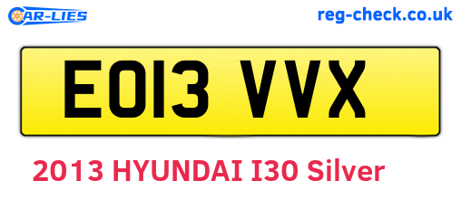 EO13VVX are the vehicle registration plates.