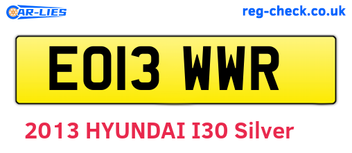 EO13WWR are the vehicle registration plates.