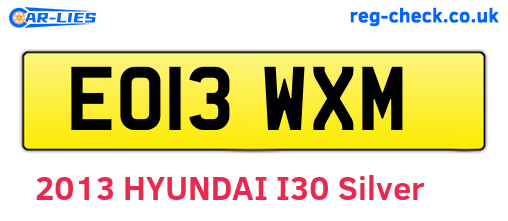 EO13WXM are the vehicle registration plates.