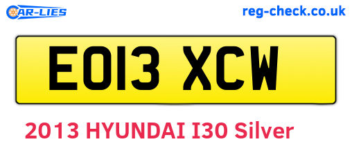 EO13XCW are the vehicle registration plates.