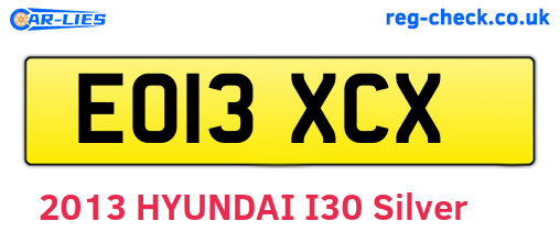 EO13XCX are the vehicle registration plates.