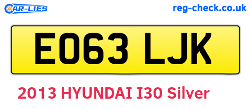 EO63LJK are the vehicle registration plates.