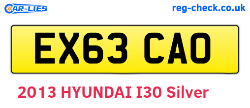 EX63CAO are the vehicle registration plates.