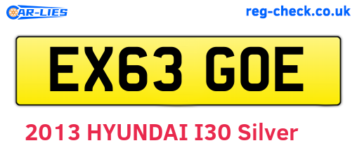 EX63GOE are the vehicle registration plates.