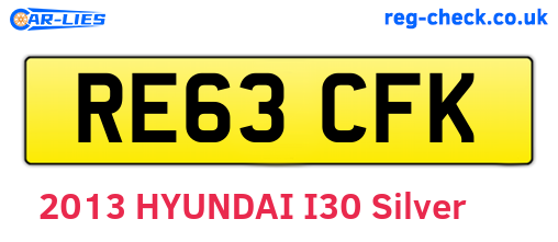 RE63CFK are the vehicle registration plates.