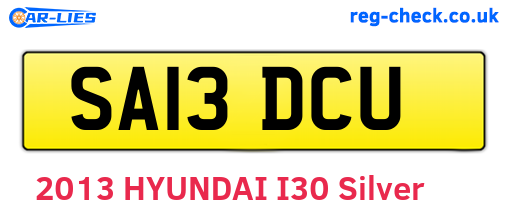 SA13DCU are the vehicle registration plates.