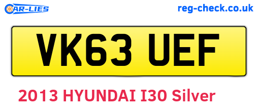 VK63UEF are the vehicle registration plates.