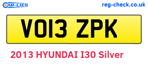 VO13ZPK are the vehicle registration plates.