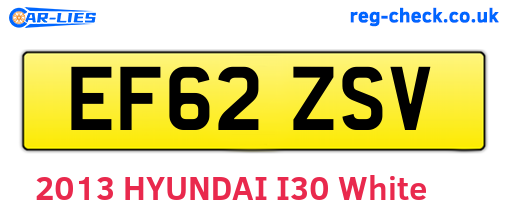 EF62ZSV are the vehicle registration plates.