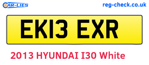 EK13EXR are the vehicle registration plates.