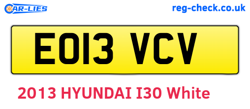 EO13VCV are the vehicle registration plates.