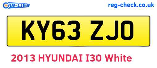 KY63ZJO are the vehicle registration plates.