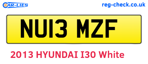 NU13MZF are the vehicle registration plates.