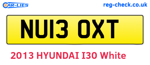 NU13OXT are the vehicle registration plates.