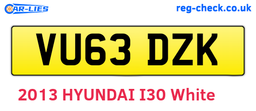 VU63DZK are the vehicle registration plates.
