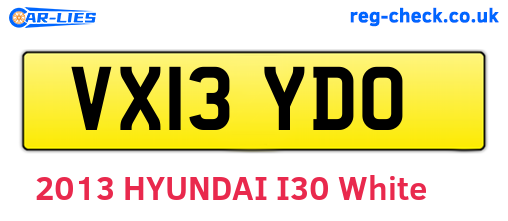 VX13YDO are the vehicle registration plates.