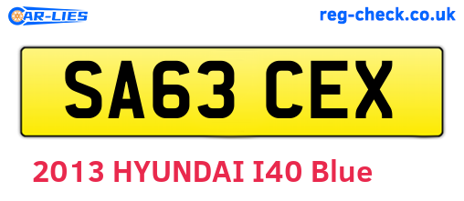 SA63CEX are the vehicle registration plates.