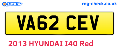 VA62CEV are the vehicle registration plates.