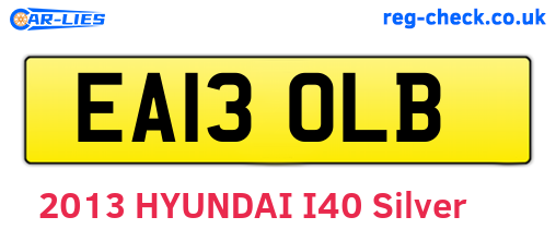 EA13OLB are the vehicle registration plates.