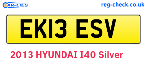 EK13ESV are the vehicle registration plates.