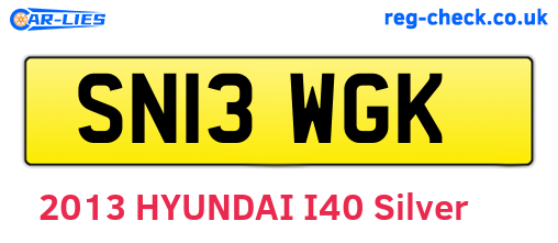 SN13WGK are the vehicle registration plates.