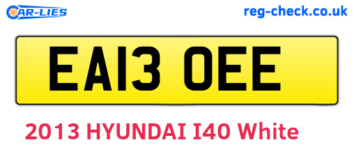 EA13OEE are the vehicle registration plates.