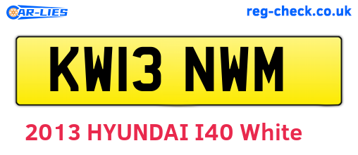KW13NWM are the vehicle registration plates.
