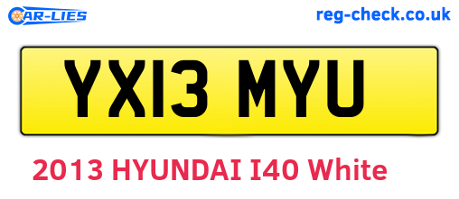 YX13MYU are the vehicle registration plates.