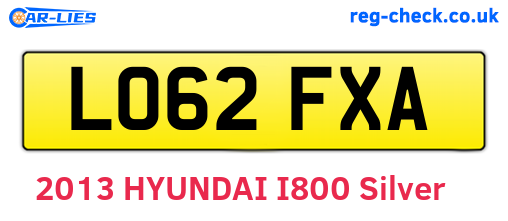 LO62FXA are the vehicle registration plates.