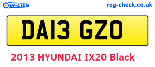 DA13GZO are the vehicle registration plates.