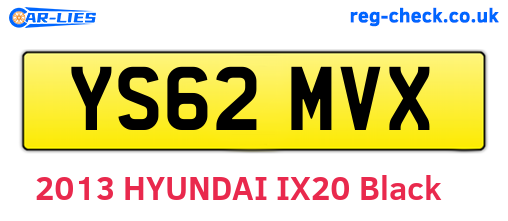 YS62MVX are the vehicle registration plates.