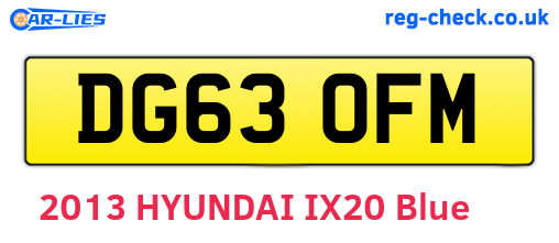 DG63OFM are the vehicle registration plates.