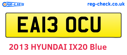 EA13OCU are the vehicle registration plates.