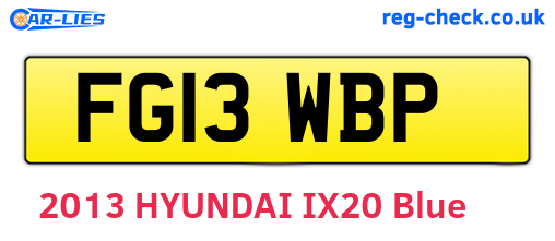 FG13WBP are the vehicle registration plates.
