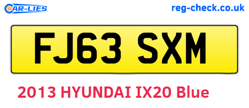 FJ63SXM are the vehicle registration plates.