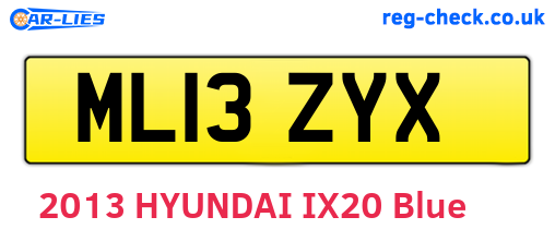 ML13ZYX are the vehicle registration plates.