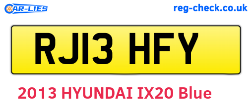 RJ13HFY are the vehicle registration plates.