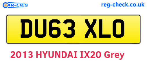 DU63XLO are the vehicle registration plates.