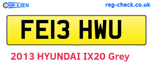 FE13HWU are the vehicle registration plates.