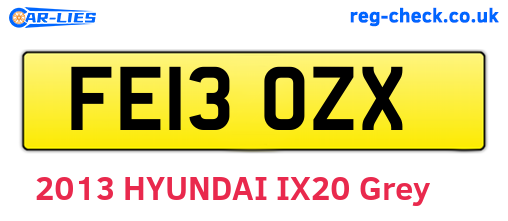 FE13OZX are the vehicle registration plates.