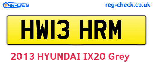 HW13HRM are the vehicle registration plates.